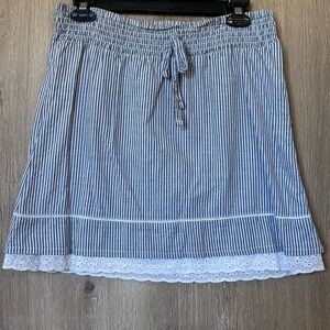 Blue and White Striped Women's Skirt